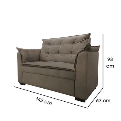 Sofá 2 Lugares Para Sala Moderno Confortável Elegance Suede Bege Escuro