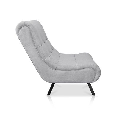 Poltrona Astrid Bouclê Pés Metálicos - Pallazio Cor Cinza