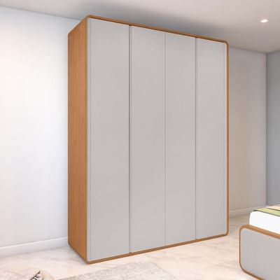 Guarda Roupa Solteiro 100% Mdf 4 Portas Easy Like Amêndoa Clean/off White