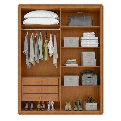 Guarda Roupa Solteiro 100% Mdf 4 Portas Easy Like Amêndoa Clean/off White