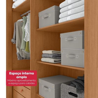 Guarda Roupa Solteiro 100% Mdf 4 Portas Easy Like Amêndoa Clean/off White