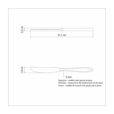 Kit 3 Faca de Mesa Tramontina Laguna em Aço Inox