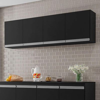 Armario Aéreo Geladeira 160cm Andréia 2 Portas Ajl Móveis Preto