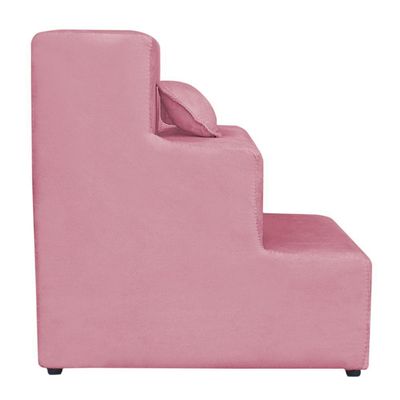 Escadinha Pet 3 Degraus Cachorro E Gato Veludo Rosa