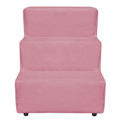Escadinha Pet 3 Degraus Cachorro E Gato Veludo Rosa
