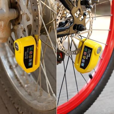 Cadeado Sirene Sonoro Aluminio Freio Anti Furto Moto Alarme Trava Disco Bike Motocicletas Bicicleta