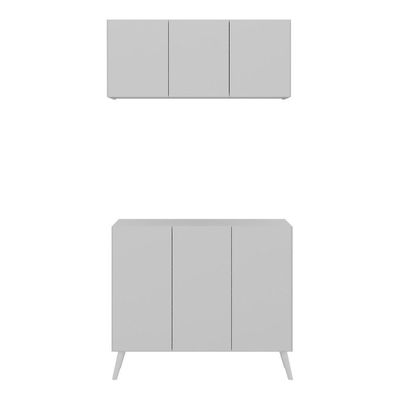 Conjunto Gabinete De Banheiro E Armário Aéreo Retrô Mp5055 Branco Branco