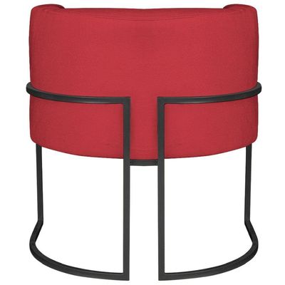 Kit 2 Poltronas Dália Luxo Moderna Estofada Design Sofisticado Com Base De Ferro Preto Suede Vermelho