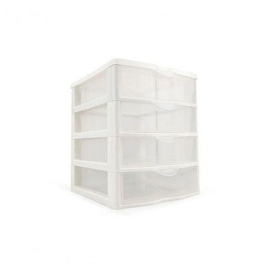 Gaveteiro de Mesa 4 Gavetas Pequeno Organizador BPA Free Branco