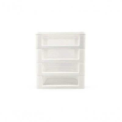 Gaveteiro de Mesa 4 Gavetas Pequeno Organizador BPA Free Branco