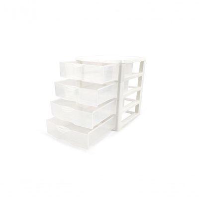 Gaveteiro de Mesa 4 Gavetas Pequeno Organizador BPA Free Branco