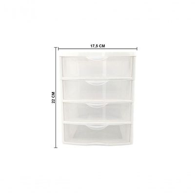 Gaveteiro de Mesa 4 Gavetas Pequeno Organizador BPA Free Branco