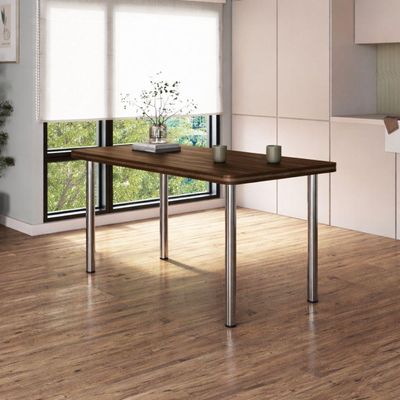 Mesa Estrutura Cromada Mc1010-tp800 Tampo 1500x800x45mm Nogueira