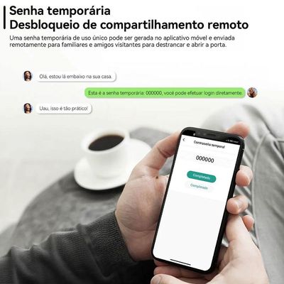 Fechadura Eletrônica Digital Wi Fi Biometria Senha App Cartão Chave para Porta de Madeira