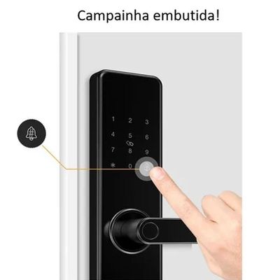 Fechadura Eletrônica Digital Wi Fi Biometria Senha App Cartão Chave para Porta de Madeira