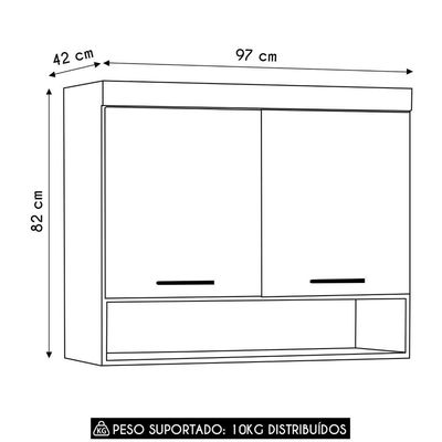Armário Aéreo Ponte Modulado 97cm Taiga Branco/grey L01 - Mpozenato