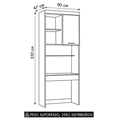 Escrivaninha Bancada Estudo Modulada 90cm Taiga Branco L01 - Mpozenato