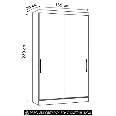 Guarda Roupa Solteiro 135cm 2 Portas 3 Gavetas Taiga Avelã/grey L01 - Mpozenato