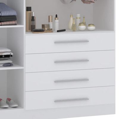 Guarda Roupa Solteiro 132cm 3 Portas 4 Gavetas Taiga Branco L01 - Mpozenato