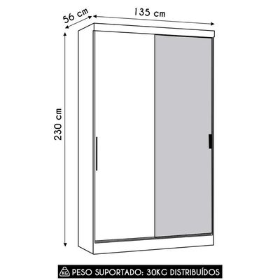 Guarda Roupa Solteiro 135cm 2 Portas E Espelho Delphi Avelã/cinnamon L01 - Mpozenato