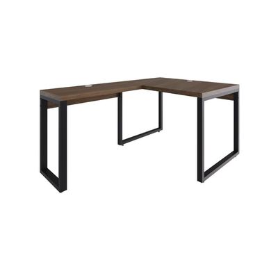 Mesa Em L Operacional 120x160x75cm Yon - Nogueira-est.preta Nogueira-est.preta
