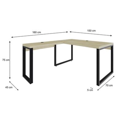 Mesa Em L Diretor 150x160x75cm Yon - Ciliegio-est.preta Ciliegio-est.preta