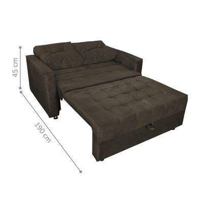Sofá Cama Para Sala De Estar Cross Veludo Marrom