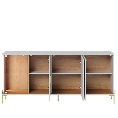 Rack Bancada Maggiore 2.4 Com Aparador Buffet Sena Com Led Off White Matte Freijó - Colibri
