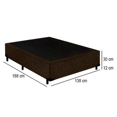 Cama Box Casal Suede Mega Cama Marrom 138x188x42cm