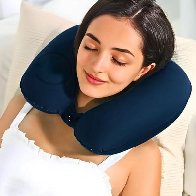 Travesseiro Almofada De Pescoço Inflável E Portátil - Almofada Inflável Em Forma De U