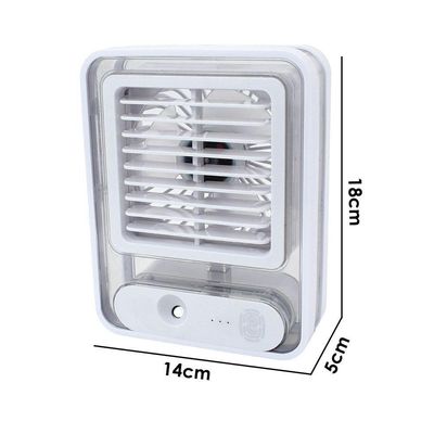 Ventilador Portatil Umidifcador Luminaria Usb De Mesa 3 Velocidades Branco