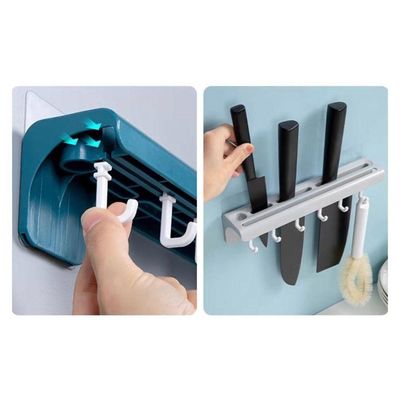 Suporte De Cozinha Porta Talheres Facas Faqueiro 6 Ganchos Cinza