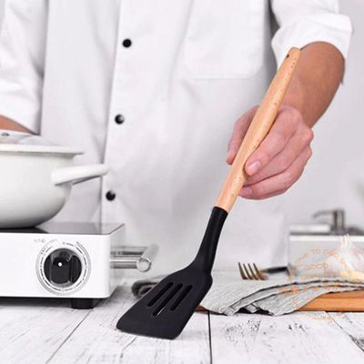 Kit 12 Peças Utensilios De Cozinha Colher Espatula Fue Pincel Preto