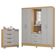 Cômoda 868 4 Gavetas E 1 Porta Com Guarda Roupa Solteiro Córdoba 4 Portas Damasco Off White - Poquema