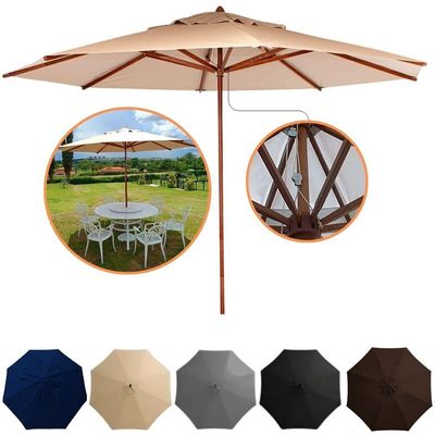 Guarda Sol Ombrelone Madeira 3m Com Proteção Uv Para Piscina Jardim Bege Escuro
