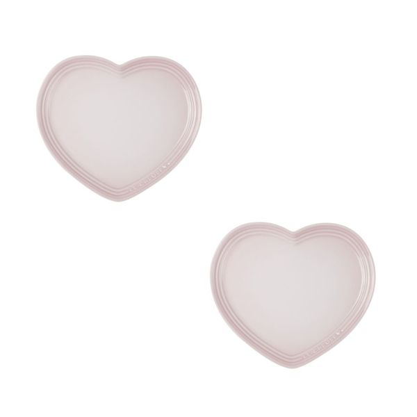 KIT LE CREUSET 2 PRATOS FORMATO CORAÇÃO EM CERÂMICA SHELL PINK