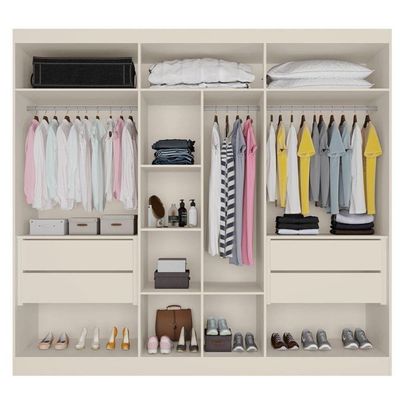 Guarda Roupa Casal Com Espelho 6 Portas 4 Gavetas - Oslo-off White - Made Marcs