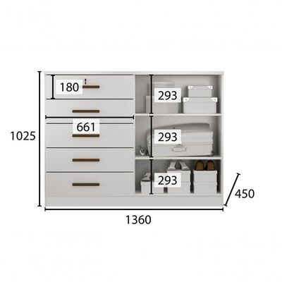 Cômoda Para Quarto Com Sapateira 5 Gavetas - Seul-branco - Móveis Horizonte