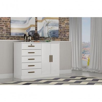 Cômoda Para Quarto Com Sapateira 5 Gavetas - Seul-branco - Móveis Horizonte