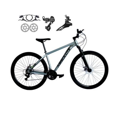 Bicicleta Aro 29 Absolute Nero 5 Alumínio 21v Câmbios Shimano Freio A Disco Hidráulico Mtb cinza Tam: 17