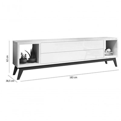 Rack Para Tv Delux 1.8 Off White Com Nature - Moveisaqui