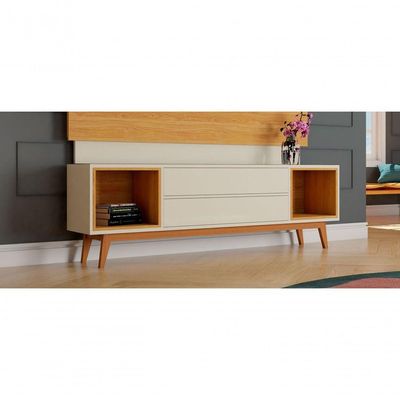 Rack Para Tv Delux 1.8 Off White Com Nature - Moveisaqui