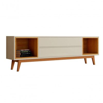 Rack Para Tv Delux 1.8 Off White Com Nature - Moveisaqui