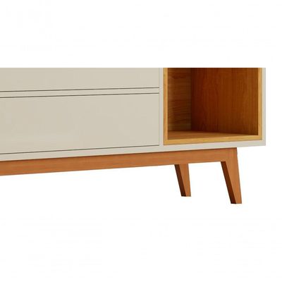 Rack Para Tv Delux 1.8 Off White Com Nature - Moveisaqui