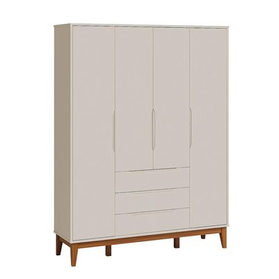 Roupeiro Elfe Classic 4 Portas 3 Gavetas Areia Fosco - Moveisaqui