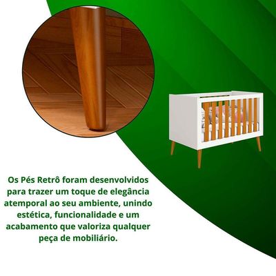 Berco Noah Retro Branco Fosco Com Savana - Moveisaqui