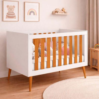 Berco Noah Retro Branco Fosco Com Savana - Moveisaqui