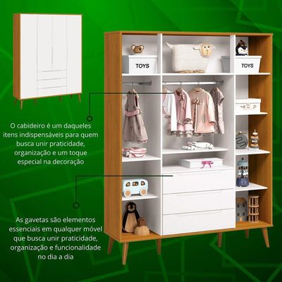 Jogo De Quarto Retro Elfe Sapateira Branco Fosco Com Savana - Moveisaqui