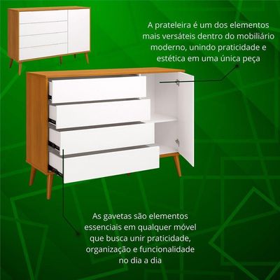 Jogo De Quarto Retro Elfe Sapateira Branco Fosco Com Savana - Moveisaqui
