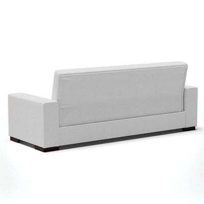 Sofá Cama 02 Lugares Linho Cinza Pés De Madeira
